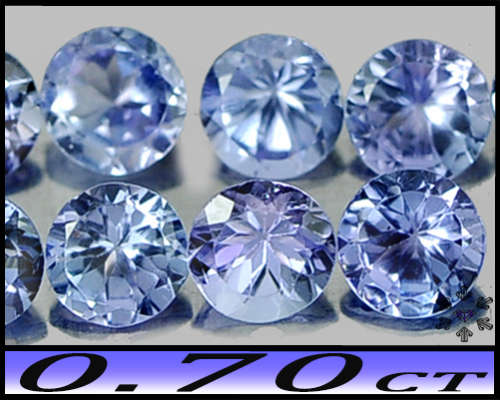 0.70ct Five Natural Violetish Blue Tanzanite - VS - Parcel Matching Brilliant Round Gems