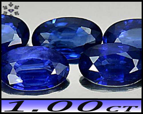 1.00ct Four Medium Deep Blue Sapphire - SI - Matching Madagascan Ovals (Heat Only)