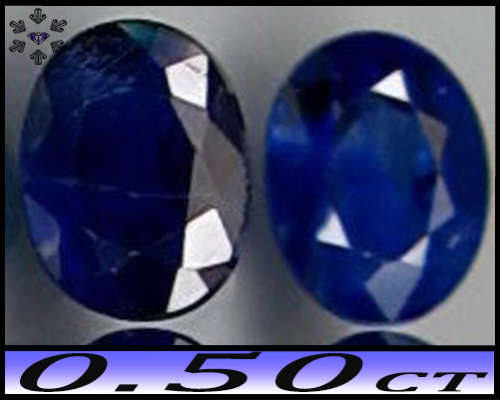 0.53ct Natural Deep Blue Sapphire Pair - SI - Two Oval Gems (Gentle Heat)