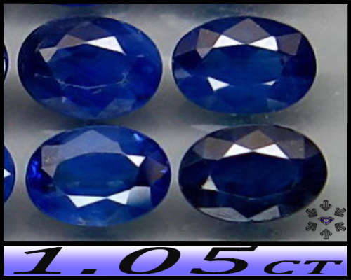 1.05ct Madagascan Medium Deep Blue Sapphire - SI - Four Natural Oval Gems (Heat Only)