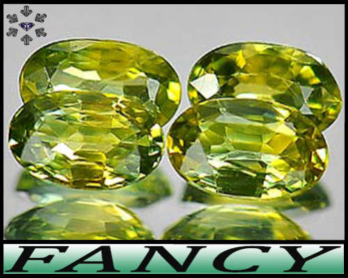 1.19ct Medium Yellowish Deep Green Sapphire - VS - Four Matching Madagascan Ovals (Heated)