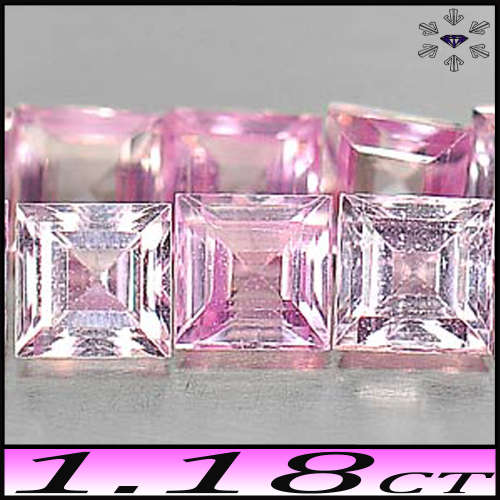 1.18ct Medium Deep Pink Winza Sapphire - VS - Five Matching Square Gems (Gentle Heat)