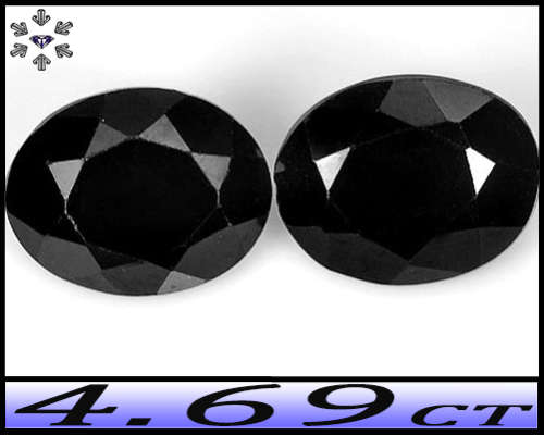 4.64ct Two Unheated Diamond Black Spinel - PairMatching Thailand Oval Gems