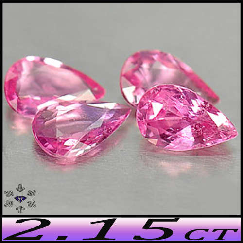 2.15ct Four Matching Intense Pink Sapphire - VS - Madagascan Pear Gem Parcel (Gentle Heat)