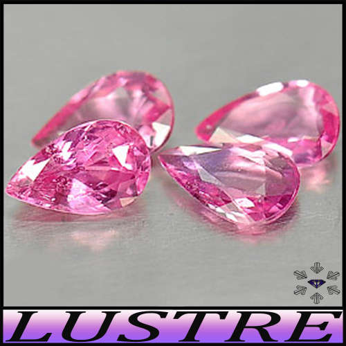 2.09ct Matching Intense Pink Sapphire Parcel - VS - Four Madagascan Pears (Heated Gently)