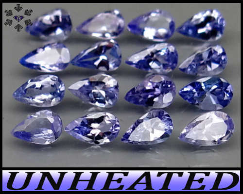 1.53ct Eight Violet Deep Blue Tanzanite Gems - VS - Matching Multi-Facet Pear Gems