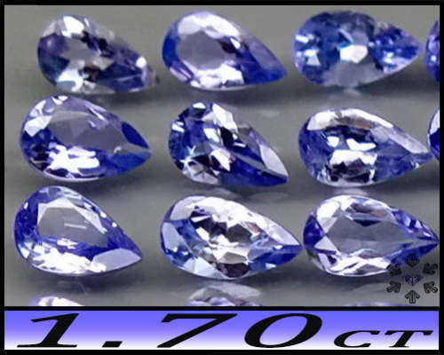 1.70ct Unheated Violet Intense Blue Tanzanite - VS - Eight Matching Multi-Facet Pears