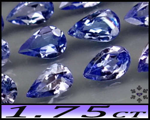 1.75ct Eight Intense Violet Blue Tanzanite - VS - Matching Brilliant Pear Gemstones