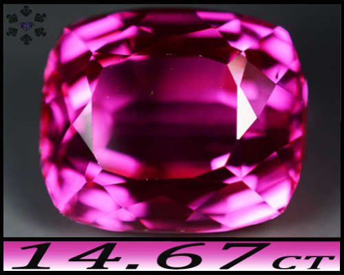 14.67ct Top Vivid Pink Brazil Topaz - VS -  Modern Fancy Faceted Cushion (Treated)