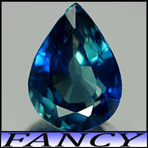 0.60ct Greenish Vivid Blue Sapphire Gem - VVS - Magnificient Unheated Tanzania Pear