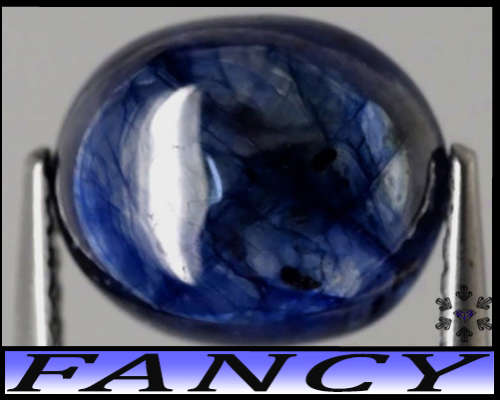 4.74ct Fancy Blue Zoned Cabochon Sapphire - Semi-Translucent Oval Madagascar Gem