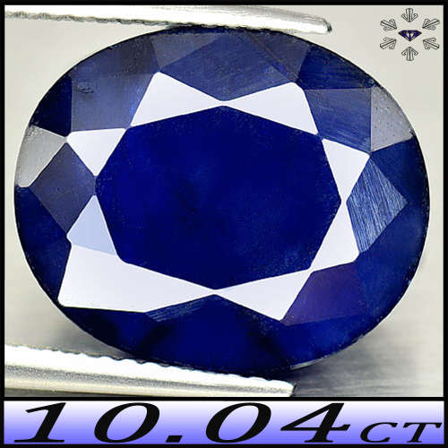 10.04ct Vivid Deep Blue Sapphire Oval - Fancy Faceted Opaque Gem (Treated)