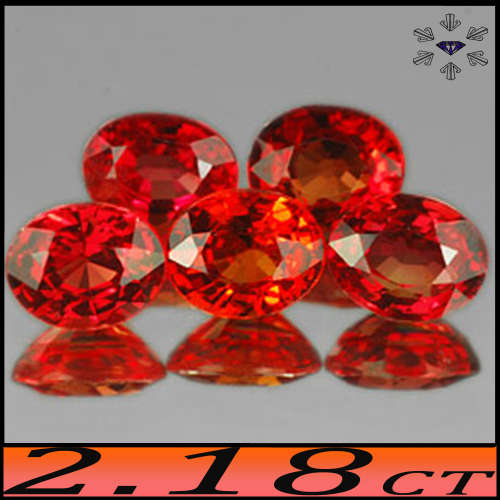 2.18ct Parcel Intense Red Sapphire Gems - VVS - Five Natural Matching Songea Ovals (Heated)