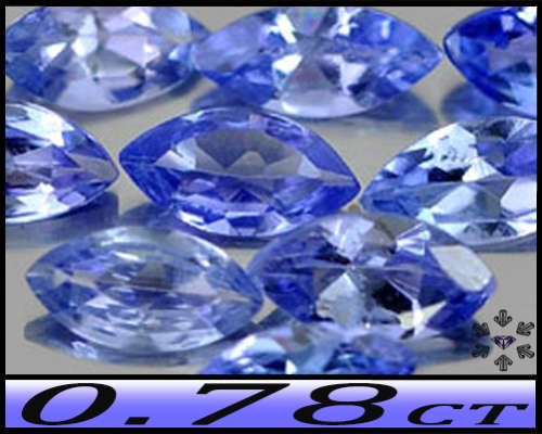 0.78ct Intense Violet Blue Tanzanite Gems - Vs - Five Matching Brilliant Marquise