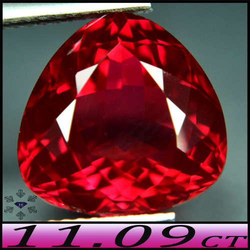 11.09ct Vivid Blood Red Ruby Trilliant - VVS - Dazzling Synthetic (Created Corundum)