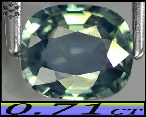 0.71ct Unheated Bluish Green Sapphire - SI - Madagascar Ilakaka Precision Cushion