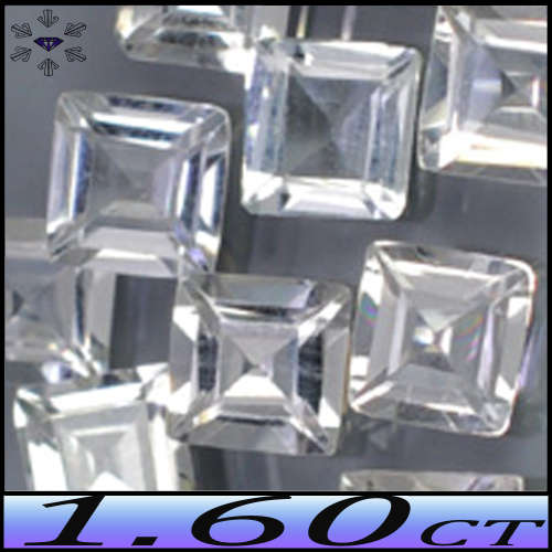 1.60ct Two Natural Diamond White Topaz Gems - VVS - Unheated Stepped Square Princess Pair