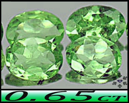 0.65ct Medium Green Tsavorite Garnets - VVS - Four Matching Fancy Oval Gems
