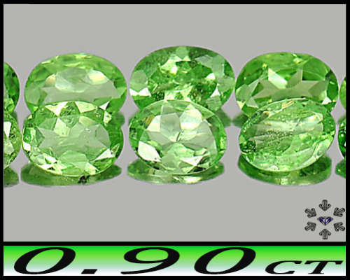 0.90ct Medium Green Tsavorite Garnets - VS - Six Matching Fancy Oval Gems