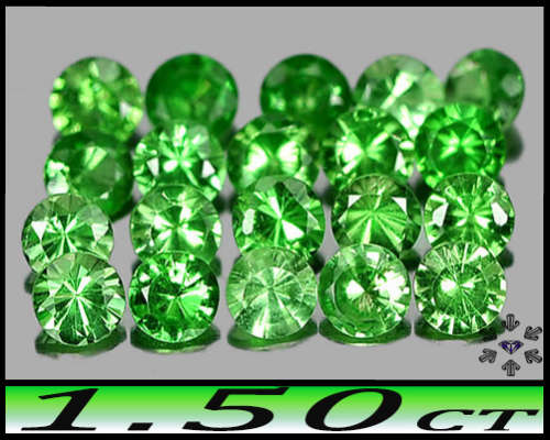 1.50ct Vivid Green Tanzania Tsavorite Garnets - VS - Thirty Matching Fancy Round Gems