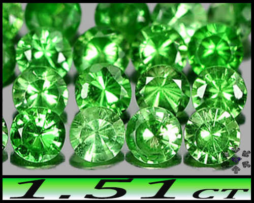 1.51ct Intense Green Round Tsavorite Garnets - VS - Thirty Tanzania Matching Fancy Gems