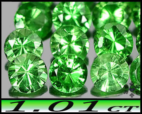 1.01ct Tanzania Vivid Green Tsavorite Garnets - VS - Twenty Fancy Round Matching Gems