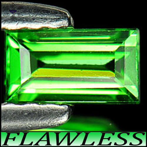 0.43ct Internally Flawless Green Tsavorite - VVS - Natural Tanzania Step Facet Baguette Garnet