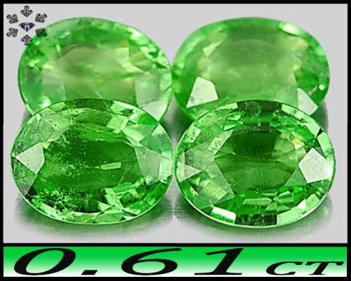0.61ct Two Matching Medium Deep Green Tsavorite - VS - Oval Pair Tanzania Garnets