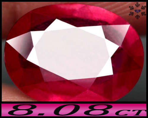 8.08ct Vivid Purplish Pink Ruby Gem - SI - Natural Madagascar Oval (Treated)