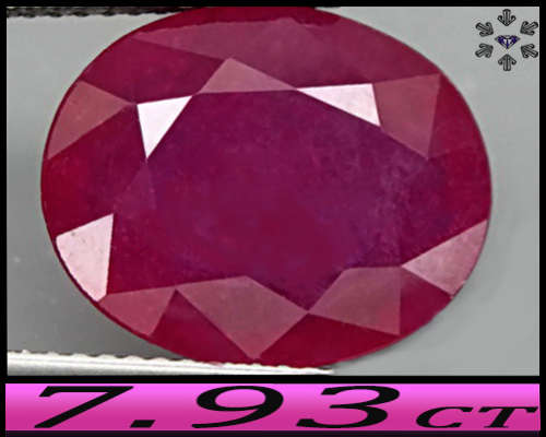 7.93ct Vivid Purplish Pink Ruby Gem - SI - Natural Madagascar Oval (Treated)