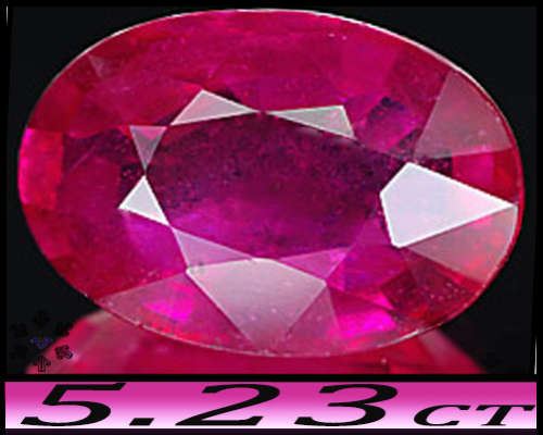 5.23ct Madagascar Purplish Pink Ruby Gem - VS - Precision Multi-Facet Oval Gem (Lead Glass)