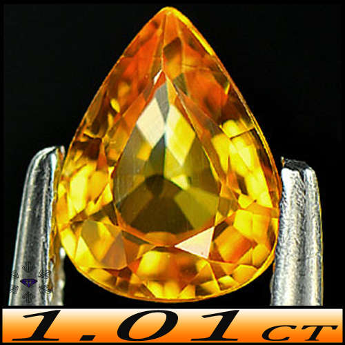 1.01ct Yellow Intense Fancy Sapphire - SI - Tanzania Brilliant Facet Pear (Heat Only)