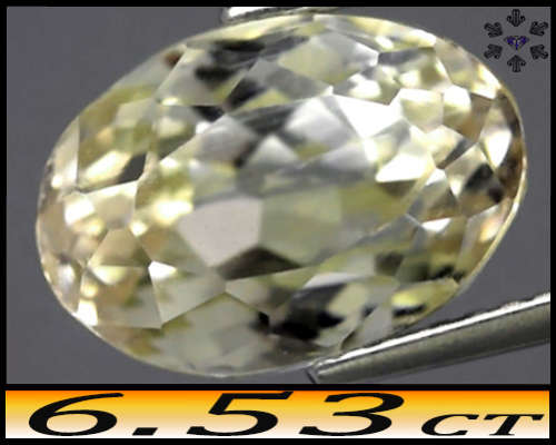6.53ct Unheated Medium Light Yellow Kunzite - VS - Natural Afghanistan Fancy Faceted Oval