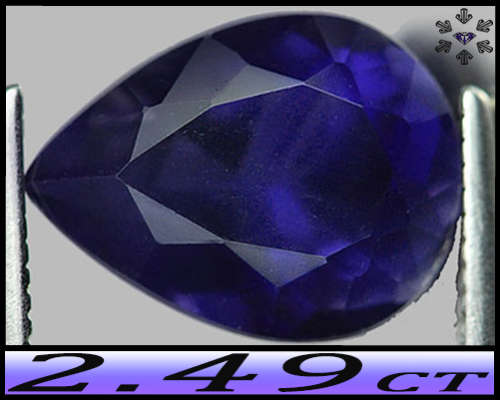 2.49ct Unheated Violet Vivid Blue Iolite - VS -  Madagascar Fancy Multi-Facet Pear Gem