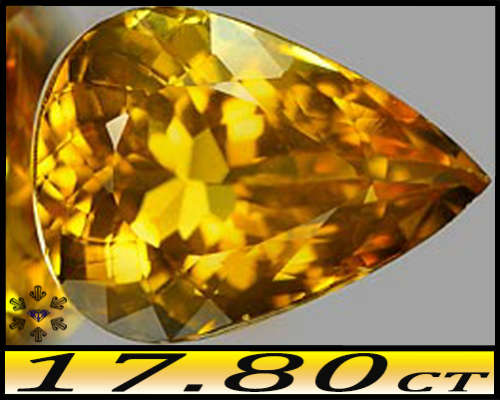 17.08ct Vivid Yellow Lustrous Citrine - VVS - Unheated Fancy Uruguay Pear