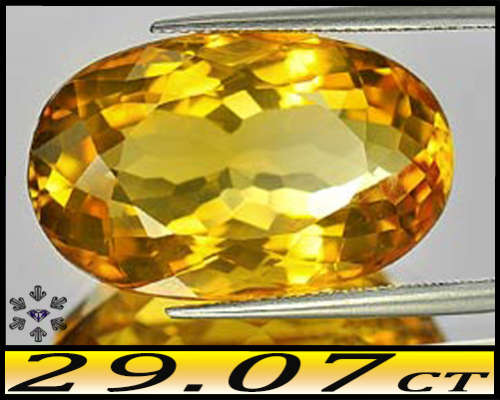 29.07ct Unheated Vivid Yellow Citrine - VVS - Natural Modern Multi-Faceted Oval Gem