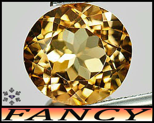 8.41ct Unheated Fancy Brazilian Topaz Round - VS - Brilliant Imperial Brandy Gem