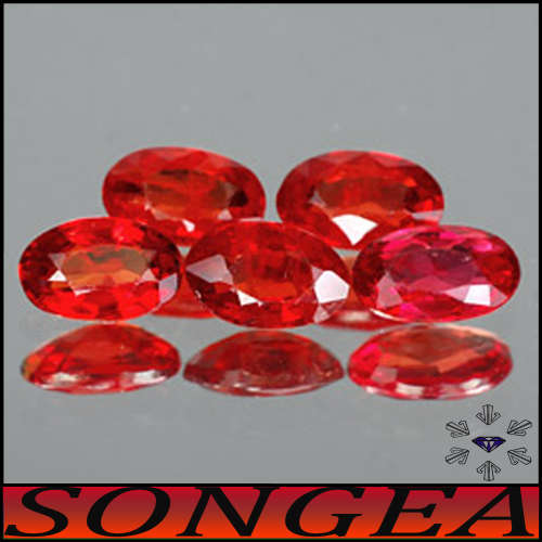 0.85ct Pair Matching Vivid Red Sapphire - VS - Two Songea Oval Gems