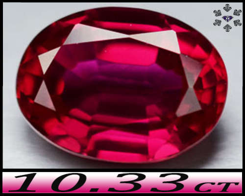 10.33ct Perfect Vivid Blood Red Ruby - VVS - Mix Facet Oval (Corundum Synthetic)
