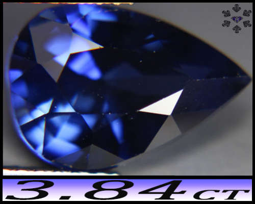 3.84ct Vivid Blue Sapphire - VVS - Perfect Pear (Lab Created Synthetic Corundum)