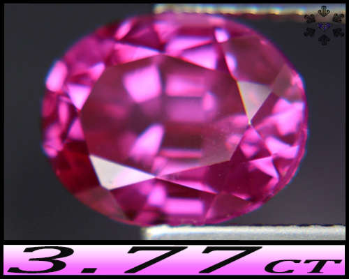 3.77ct Pretty Vivid Pink Sapphire - VVS - Lab Created Oval (Synthetic Corundum)