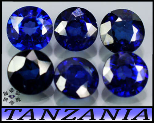1.97ct Blue Winza Sapphire Parcel - VS - Six Combined Round Gems (Heated)