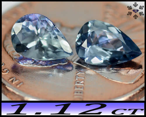 1.12ct Violet Deep Blue Arusha Tanzanite Pair - VVS - Two Natural Matching Fancy Pear Gems