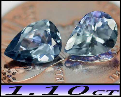 1.10ct Two Violet Deep Blue Tanzanite - VVS - Matching Arusha Fancy Pear Pair