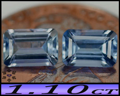 1.10ct Greenish Violet Blue Unheated Tanzanite - VVS - Two Arusha Step Faceted Octagons