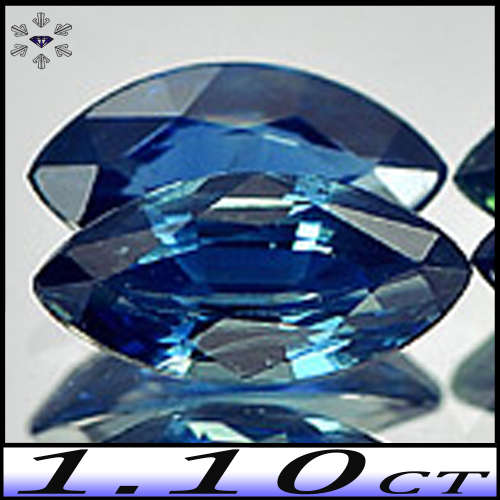 1.10ct Two Green Deep Blue Natural Sapphire - VS - Pair Matching Thailand Marquise Gems