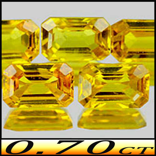 0.70ct Yellow Songea Sapphire Pair - VS -  Two Matching Stepped Octagons