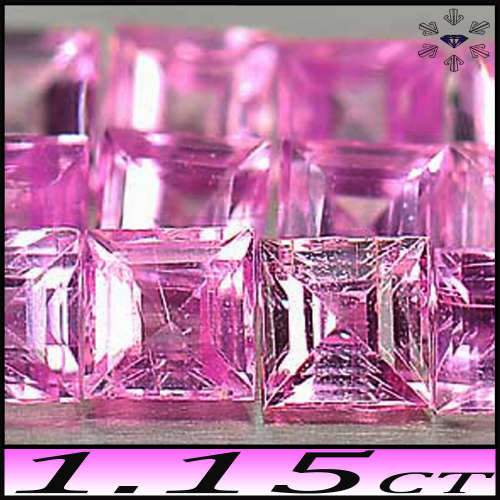 1.15ct Five Matching Intense Pink Sapphire - VS - Tanzania Stepped Square Parcel