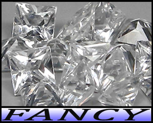 0.34ct Unheated Pair White Sapphire Gems - VVS - Two Matching Fancy Princess Squares