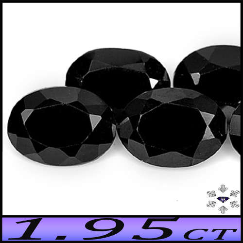 1.95ct Two Opaque Black Matching Spinel - Pristine Pair Thailand Oval Gems